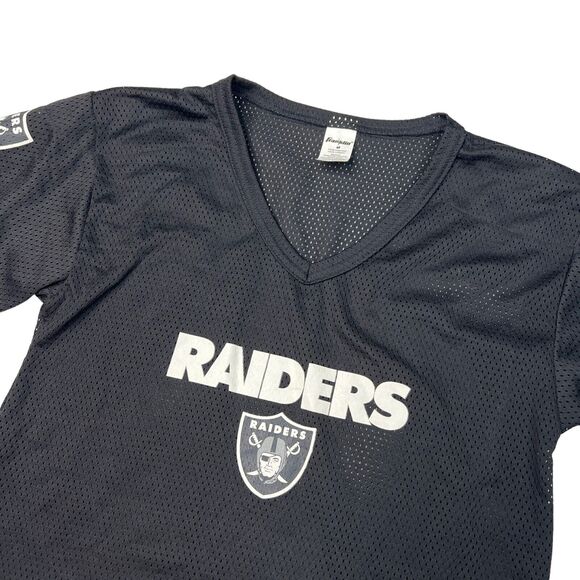 Vintage 90s NFL Raiders Football Jersey Mesh Shirt Black Youth M Medium - Picture 3 of 5